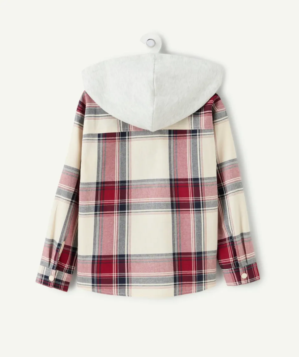 Chemise garçon droit carreaux capuche