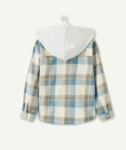 Chemise garçon droite à carreaux capuche
