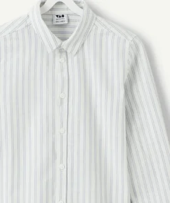 Chemise garçon en coton rayée blanche