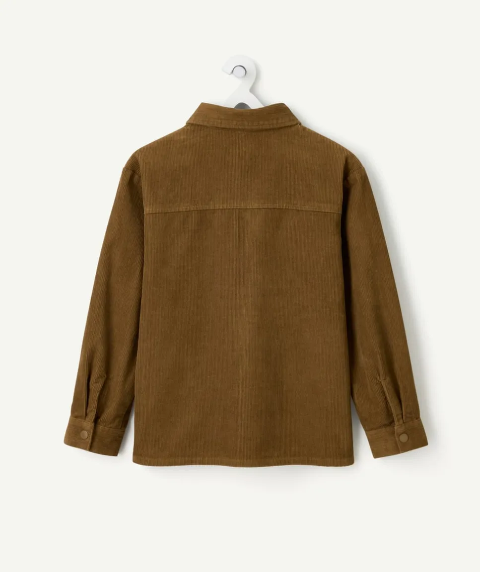 Chemise garçon en velours côtelé marron