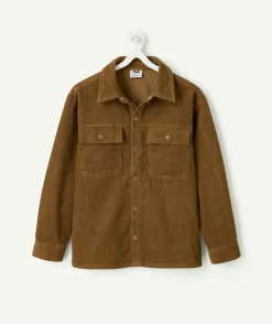 Chemise garçon en velours côtelé marron