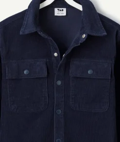 Chemise garçon en velours côtelé bleu marine