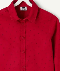 Chemise garçon imprimée rouge à boutons