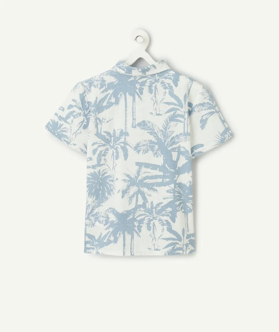 Chemise garçon imprimé palmiers bleus