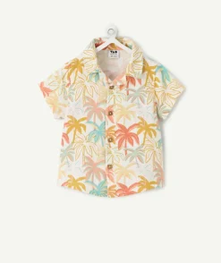 Chemise garçon imprimé palmiers colorés