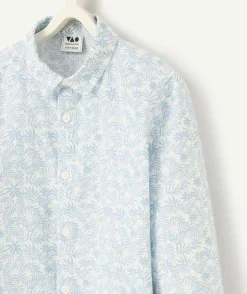 Chemise garçon manches longues imprimé bleu