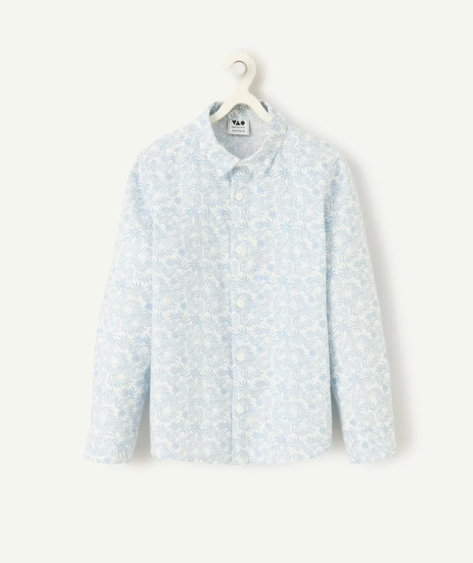 Chemise garçon manches longues imprimé bleu