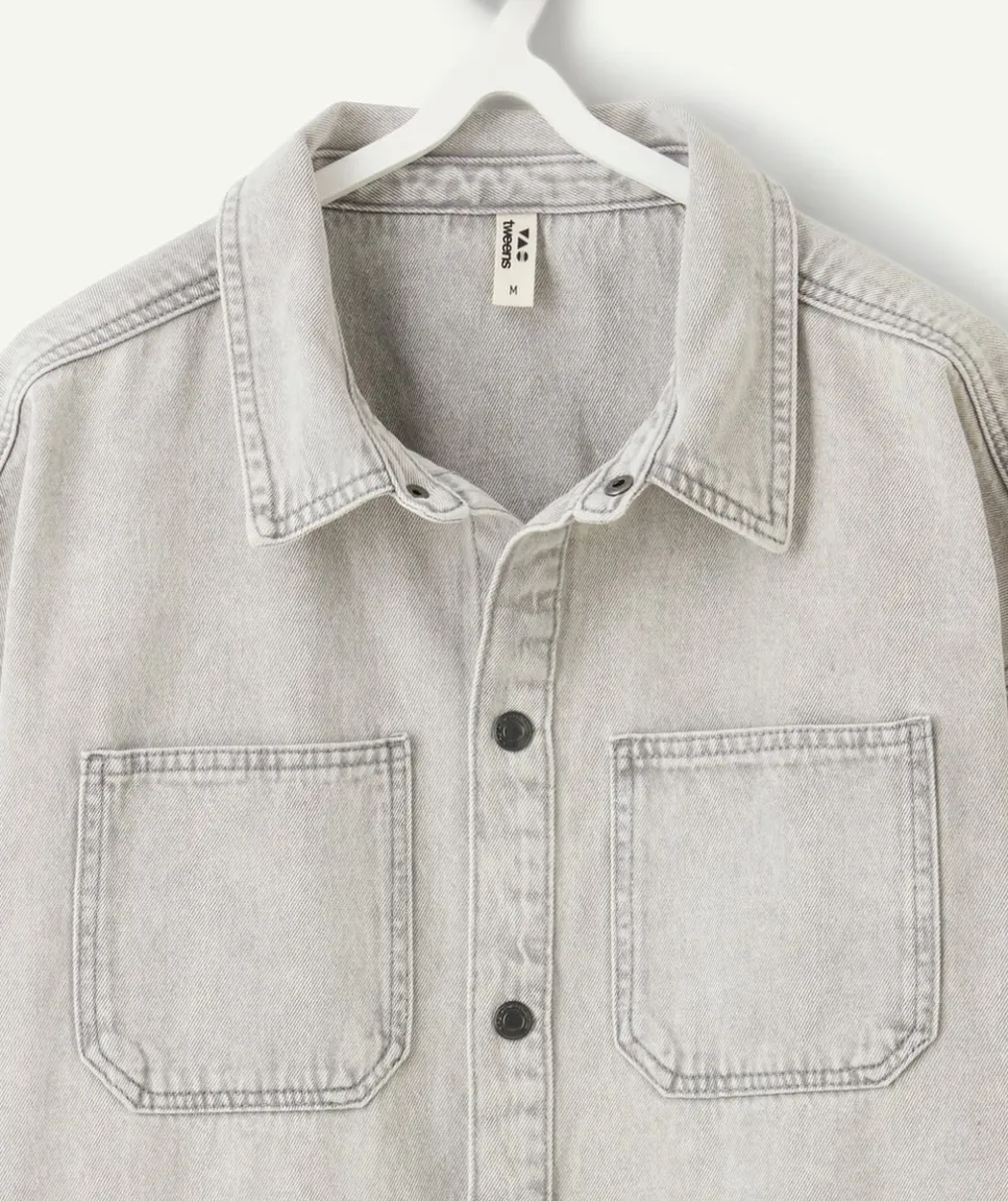 Chemise garçon oversize denim gris