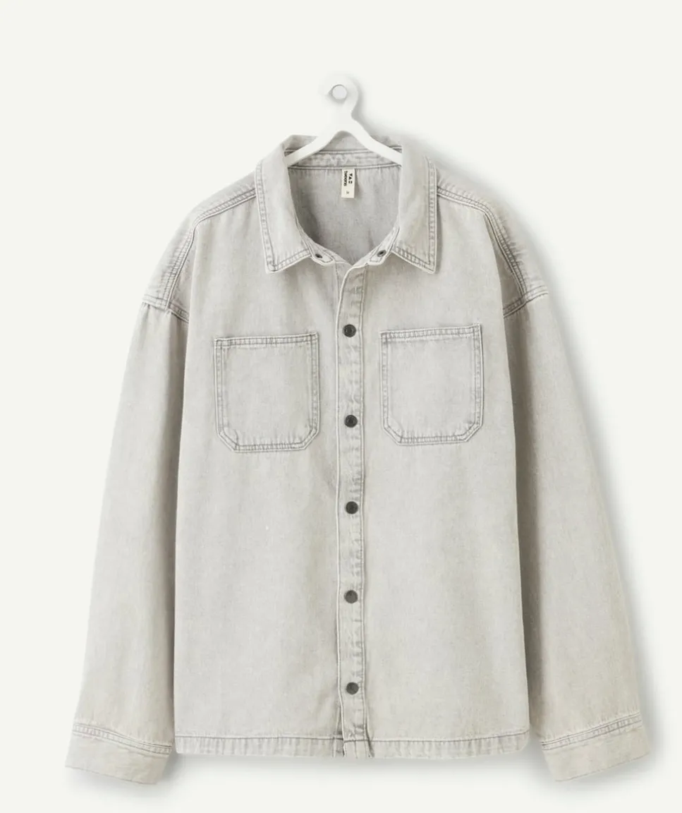 Chemise garçon oversize denim gris