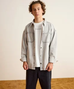 Chemise garçon oversize denim gris