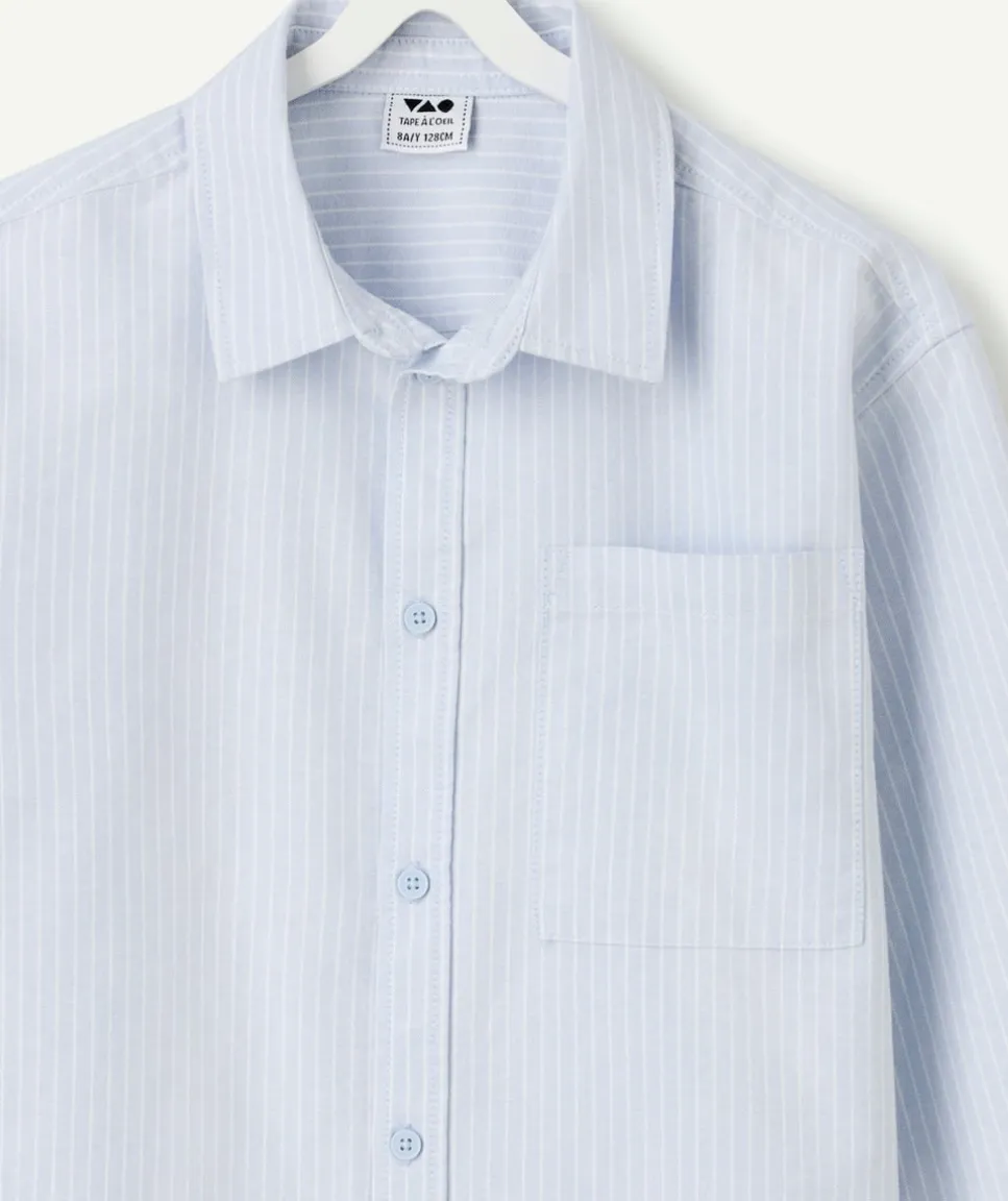 Chemise garçon rayée bleue