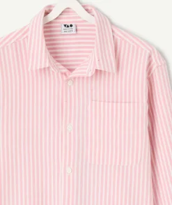 Chemise garçon rayée rose coton