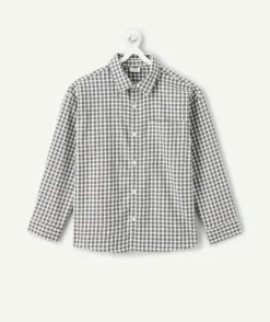 Chemise manches longues garçon à carreaux manches longues