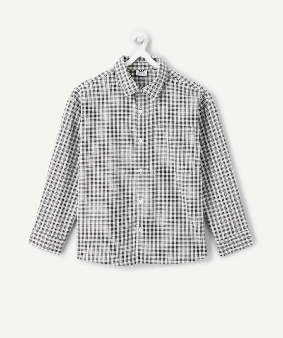 Chemise manches longues garçon à carreaux manches longues