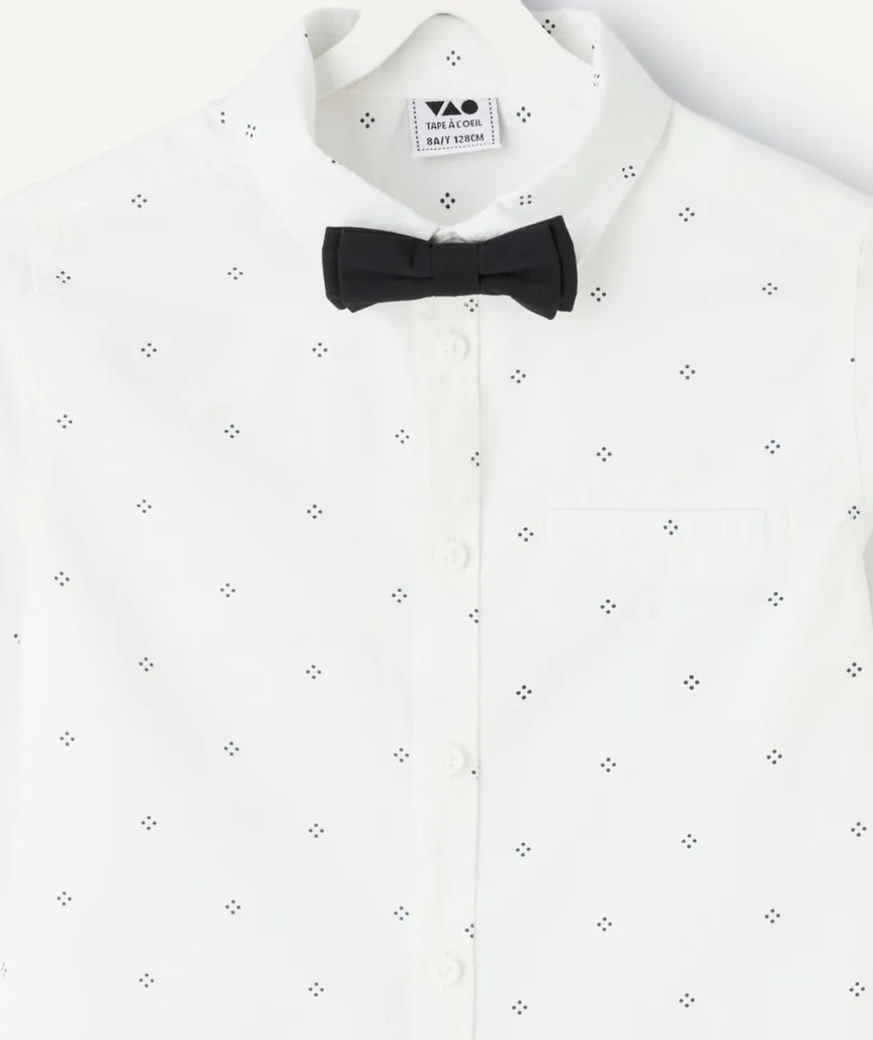 Chemise manches longues garçon imprimé avec nœud papillon