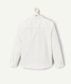 Chemise manches longues garçon en coton bio blanc