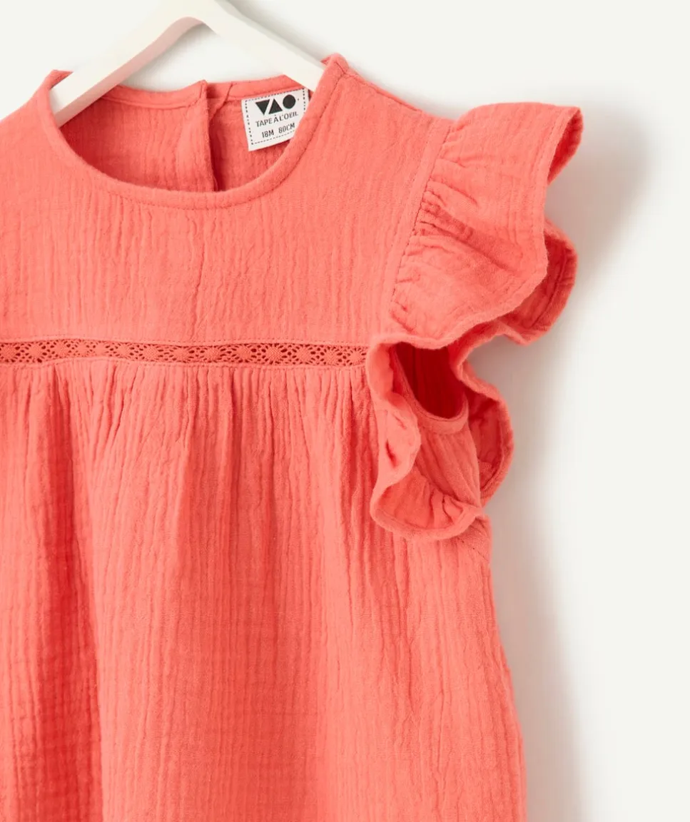 Chemise rose à volants pour bébé fille