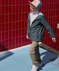 Ciré garçon à capuche vert zip