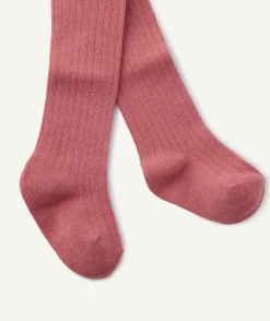 Collant fille en coton rose