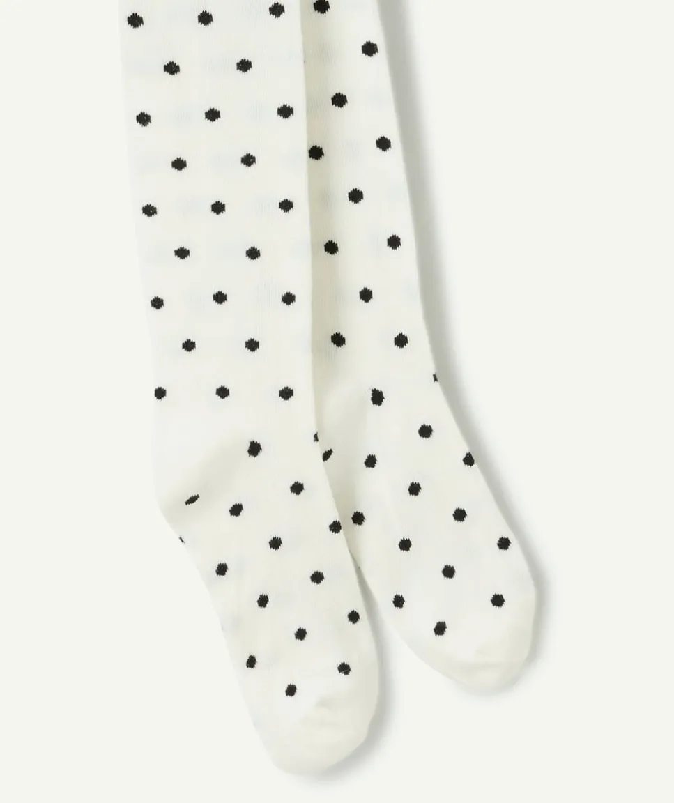 Collants fille blanc imprimé pois
