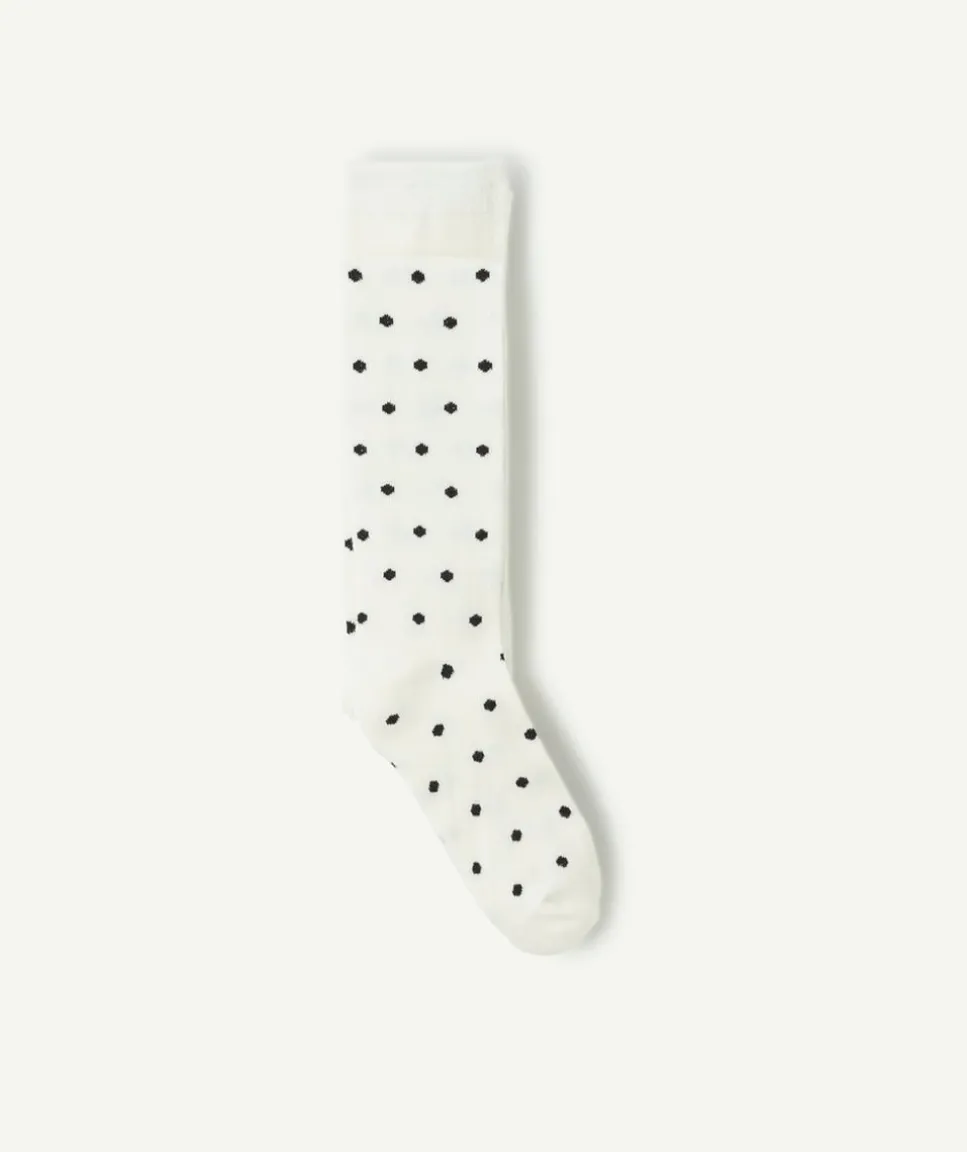 Collants fille blanc imprimé pois