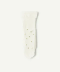 Collants fille blanc étoiles dorées