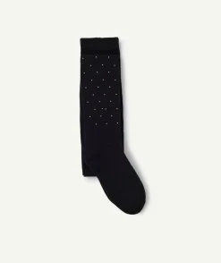 Collants fille noirs à pois couleur dorée