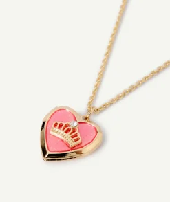 Collier cœur couleur dorée avec couronne