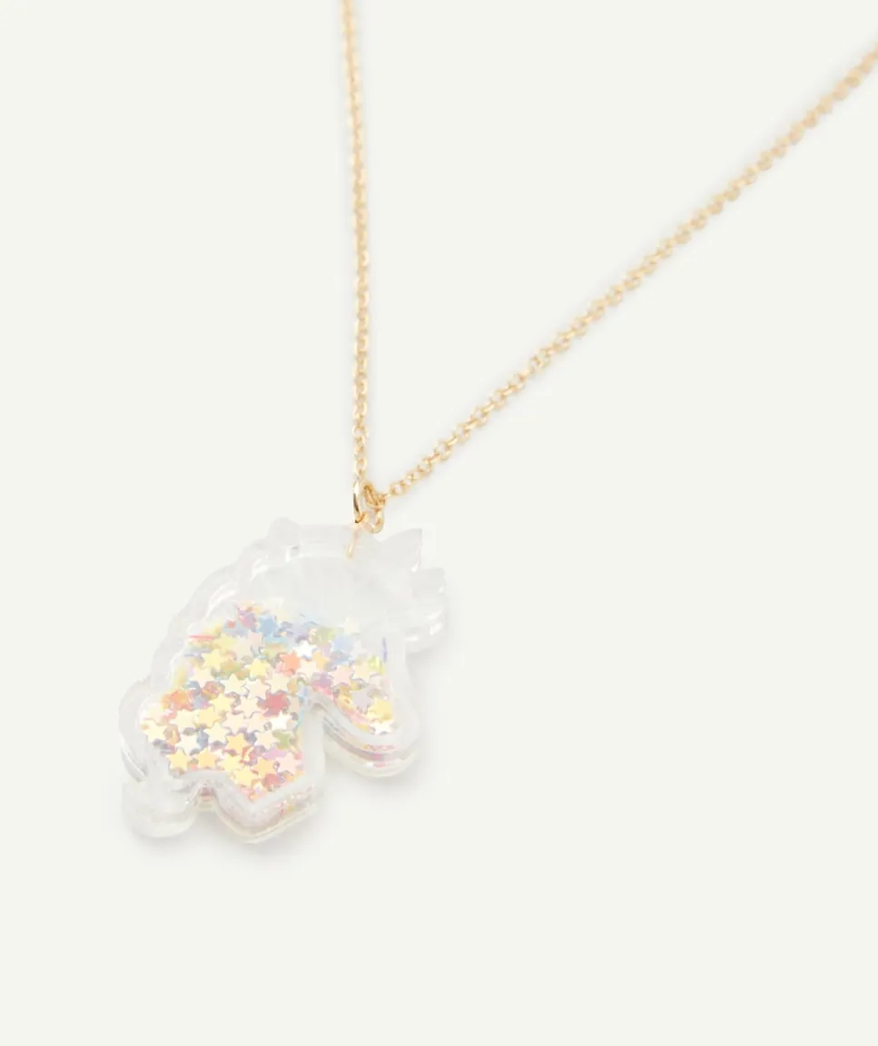 Collier fille couleur dorée avec licorne