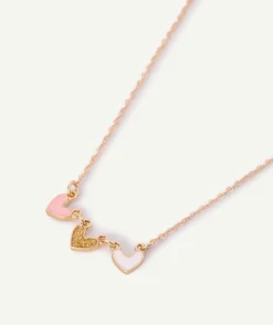 Collier fille cœurs couleur dorée et rose