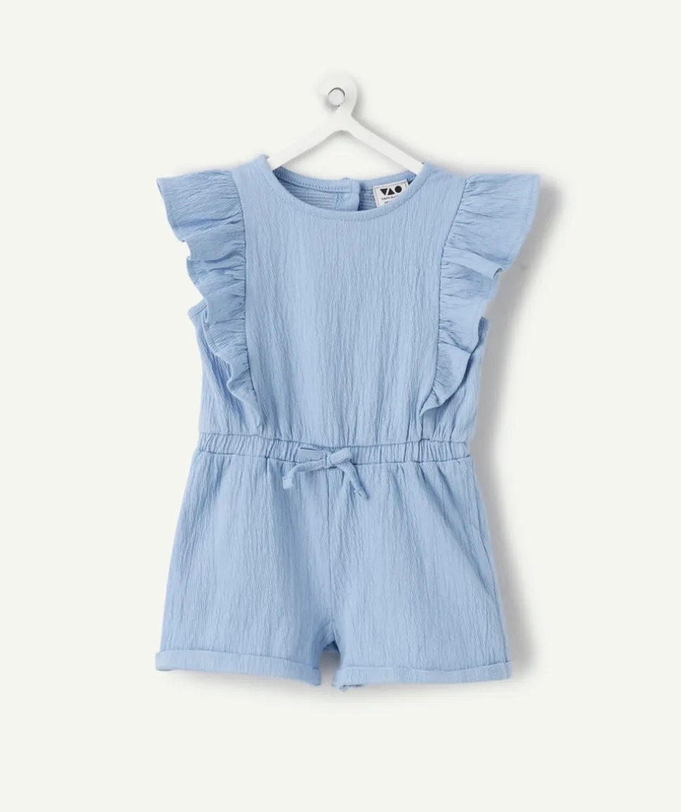 Combinaison bébé fille bleu à volants