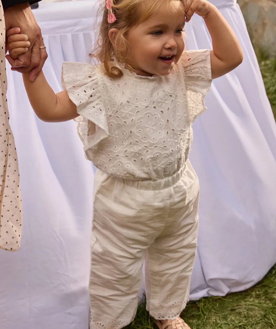 Combinaison bébé fille broderie blanche