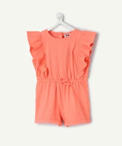 Combinaison bébé fille corail à volants