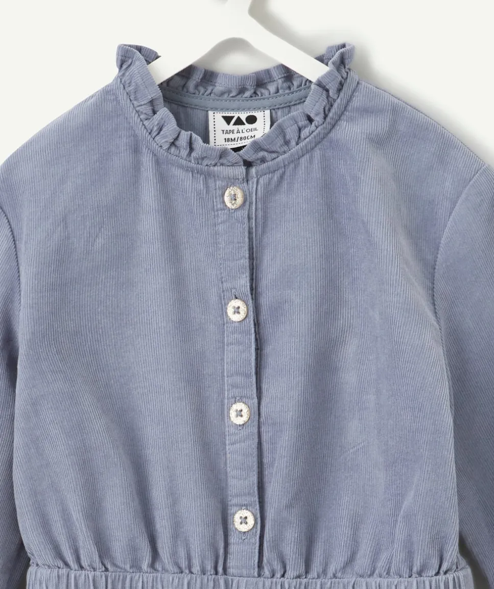 Combinaison bébé fille en velours bleu