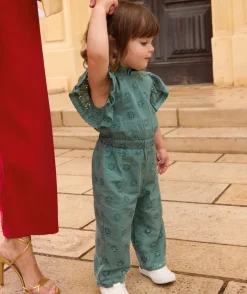 Combinaison bébé fille vert broderie