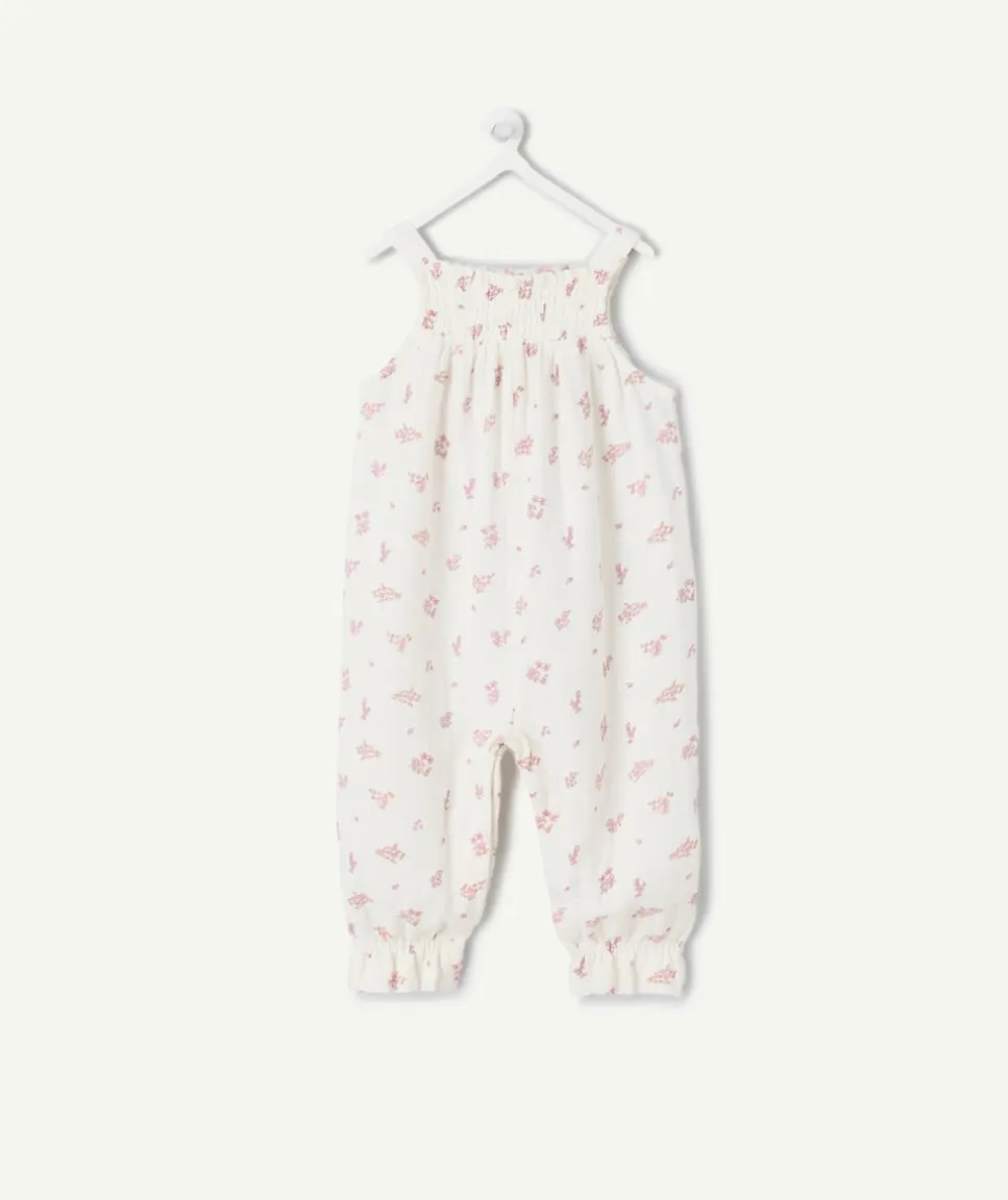 Combinaison à bretelles naissance fille imprimé