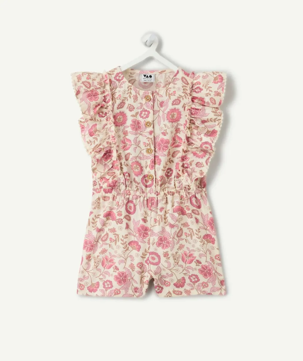 Combinaison courte bébé fille imprimé fleurs