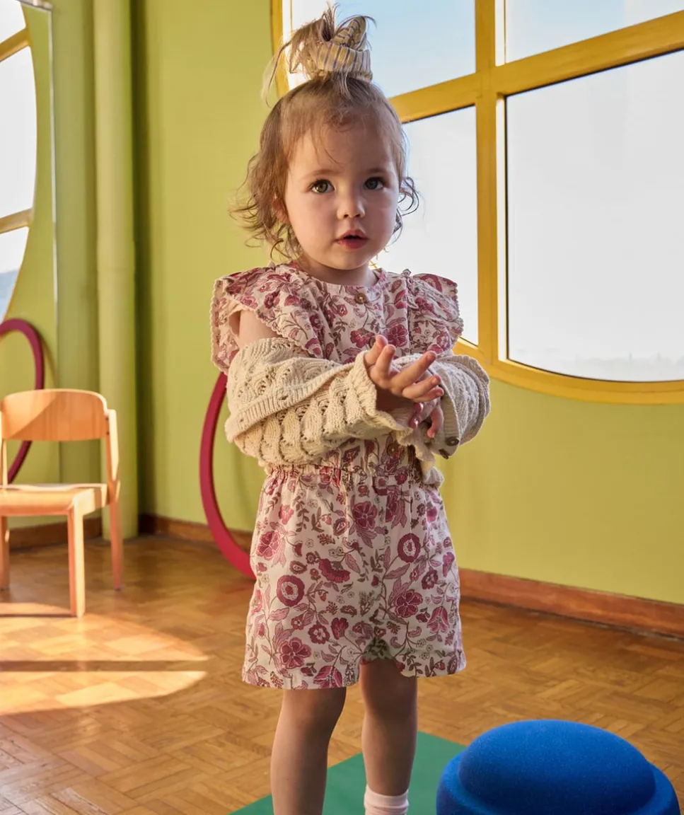 Combinaison courte bébé fille imprimé fleurs