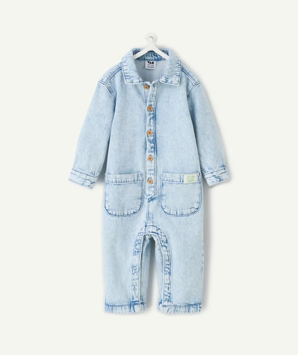 Combinaison denim bébé garçon bleu clair effet délavé