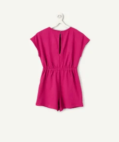 Combinaison fille coton couleur fuchsia