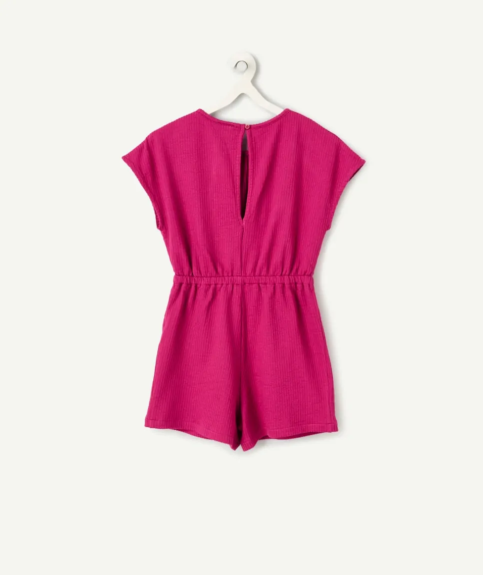 Combinaison fille coton couleur fuchsia