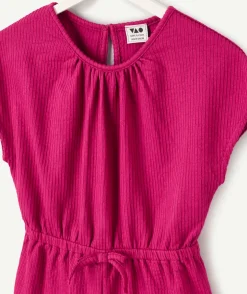Combinaison fille coton couleur fuchsia