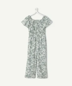 Combinaison fille imprimé floral vert