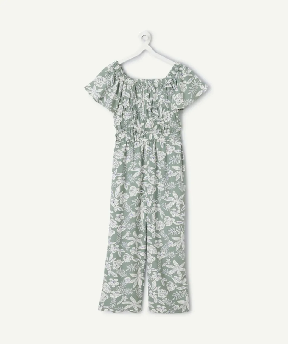 Combinaison fille imprimé floral vert