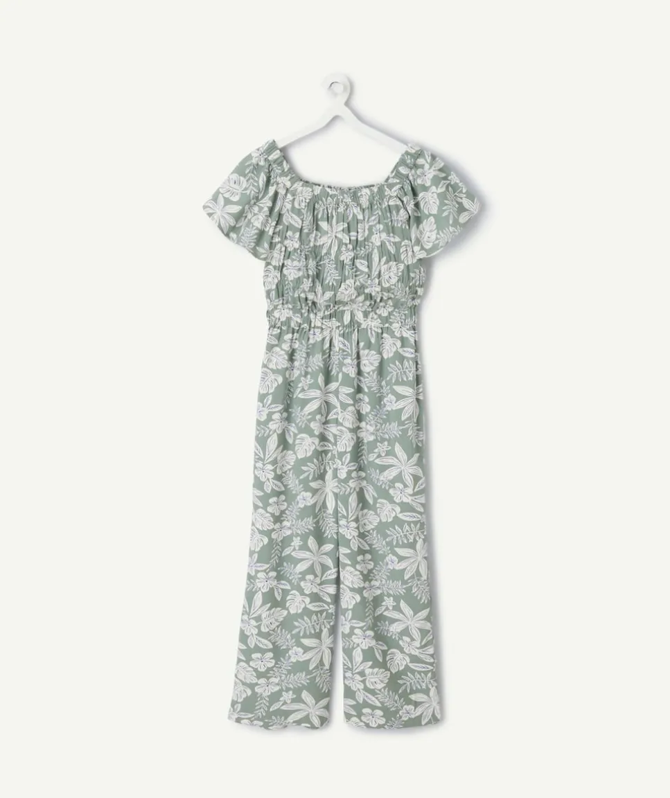 Combinaison fille imprimé floral vert