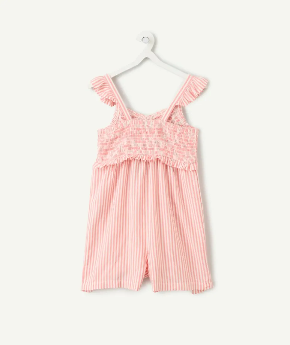 Combinaison fille rayée rose à volants