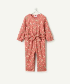 Combinaison fille rose imprimé floral