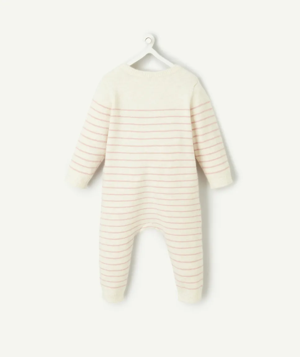 Combinaison longue rayée naissance fille