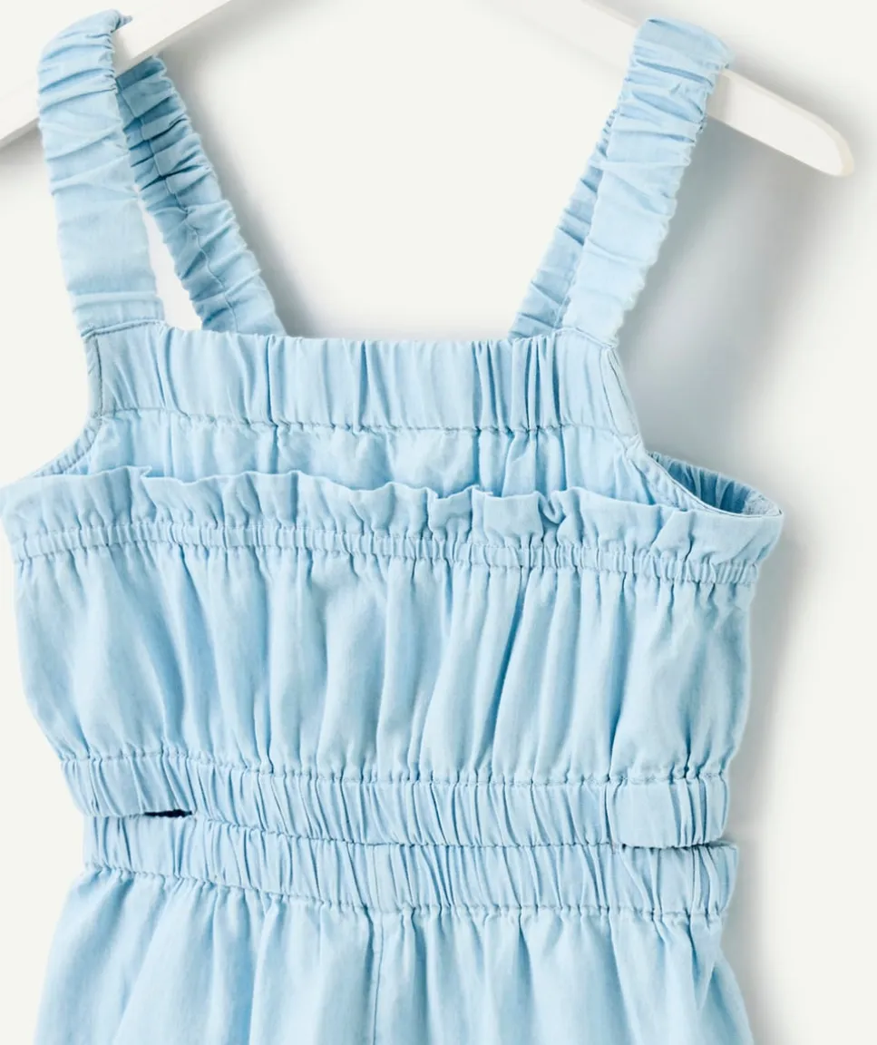 Combinaison short fille bleu à volants