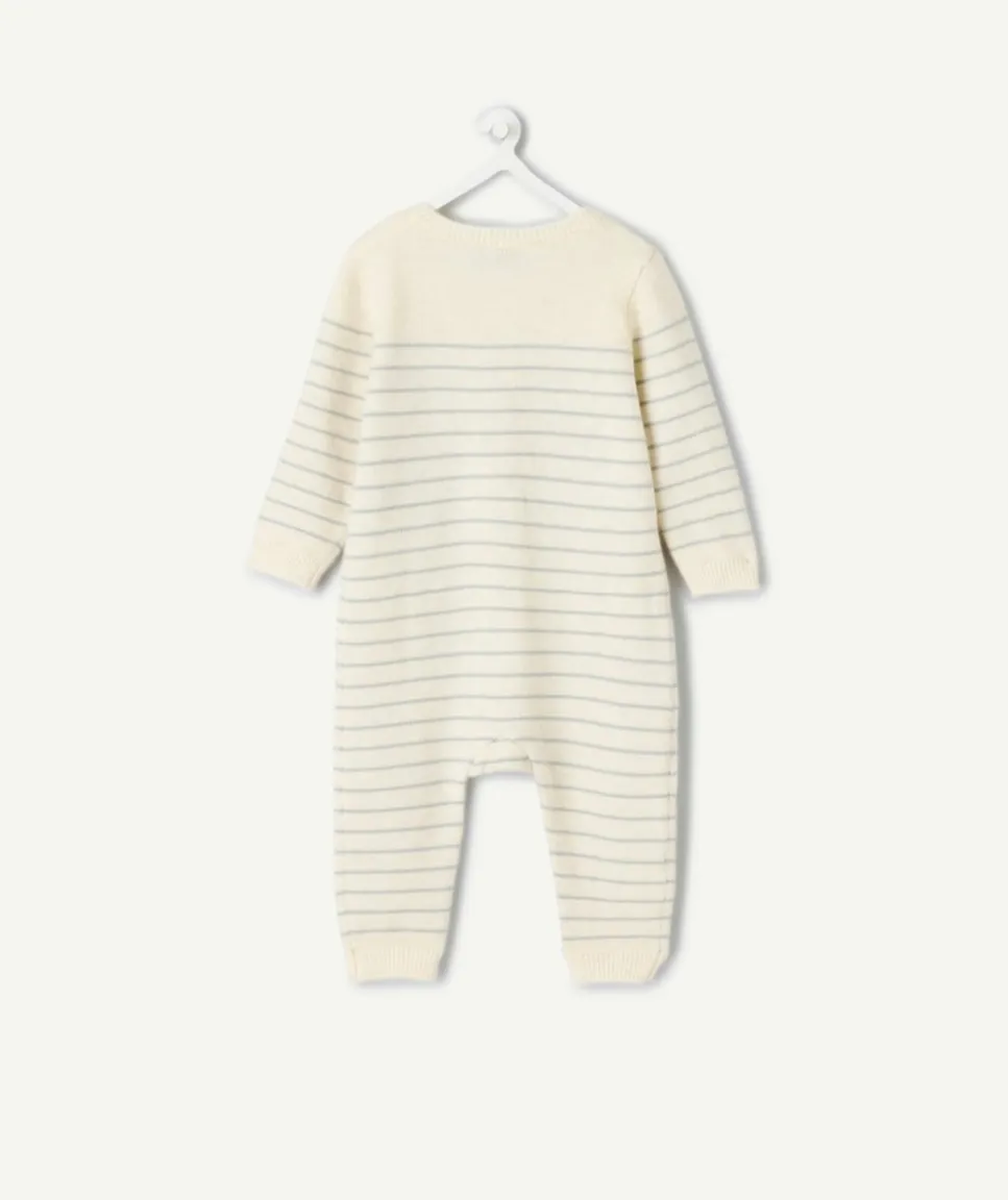 Combi naissance avec rayures et boutons